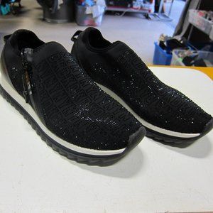 DKNY Women's 11M "Veda" Black Sparkle Side Zip Fashion Sneakers